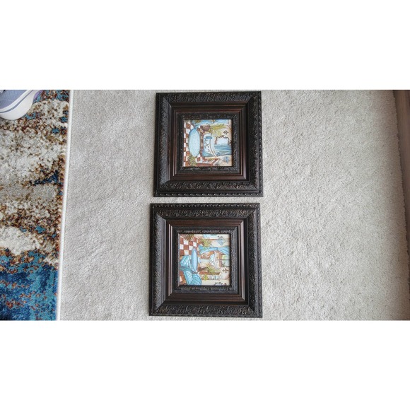 Two blue and brown bathroom pictures - Picture 2 of 12